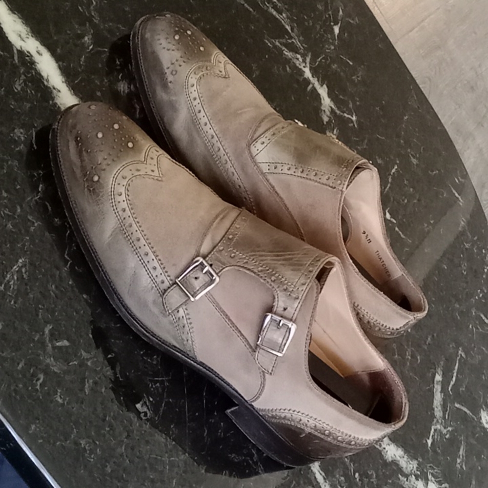 Saks fifth avenue,made in Italy double monk strap leather and special suede